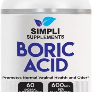 Ácido Bórico Vaginal USP – 60 supositorios (pH, infecciones recurrentes, control de flujo y olor)