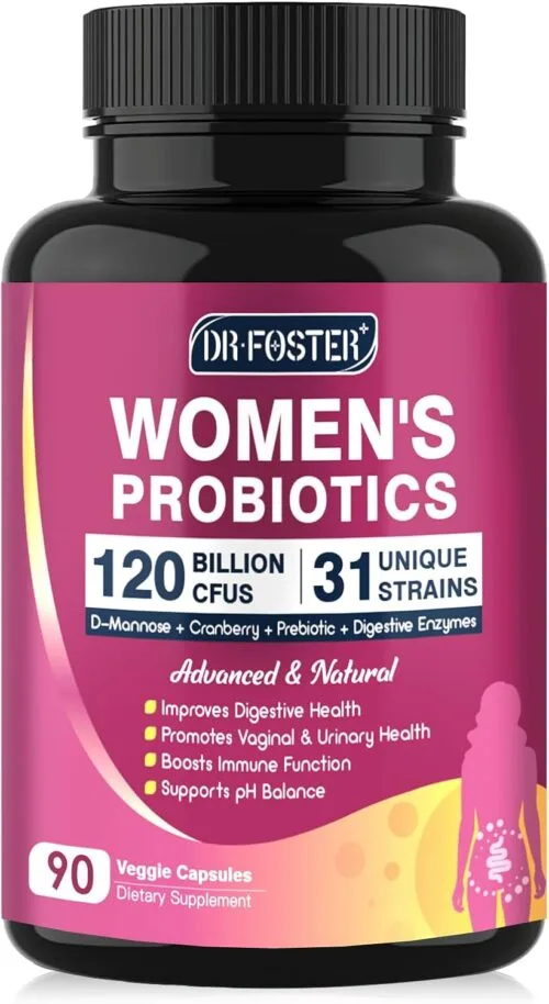 Probioticos Mujer 120 mil millones CFU · 31 cepas · Arándano + D-Manosa · 90 cápsula