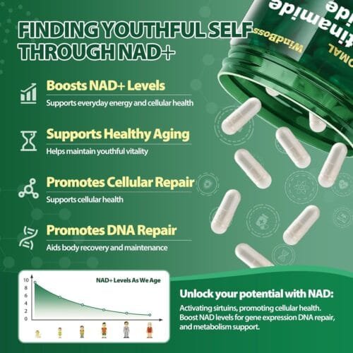 NAD+ Liposomal con Nicotinamida Ribósido, Resveratrol y Quercetina x 80 cápsulas - Imagen 6