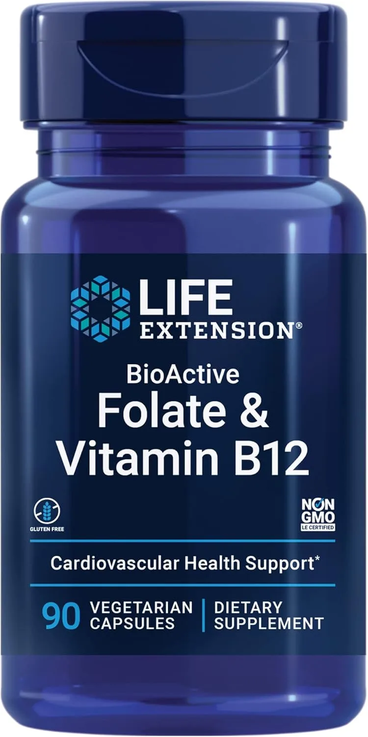 Metilfolato Activo + B12 Metilada | Fertilidad, Embarazo, MTHFR | Life Extension x 90 cápsulas