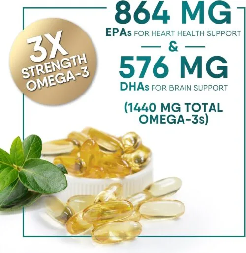Omega 3 Extra Strength – 2400 mg Aceite de Pescado con EPA y DHA | 120 cápsulas blandas | Sabor limón natural – Nature’s Choice - Imagen 7