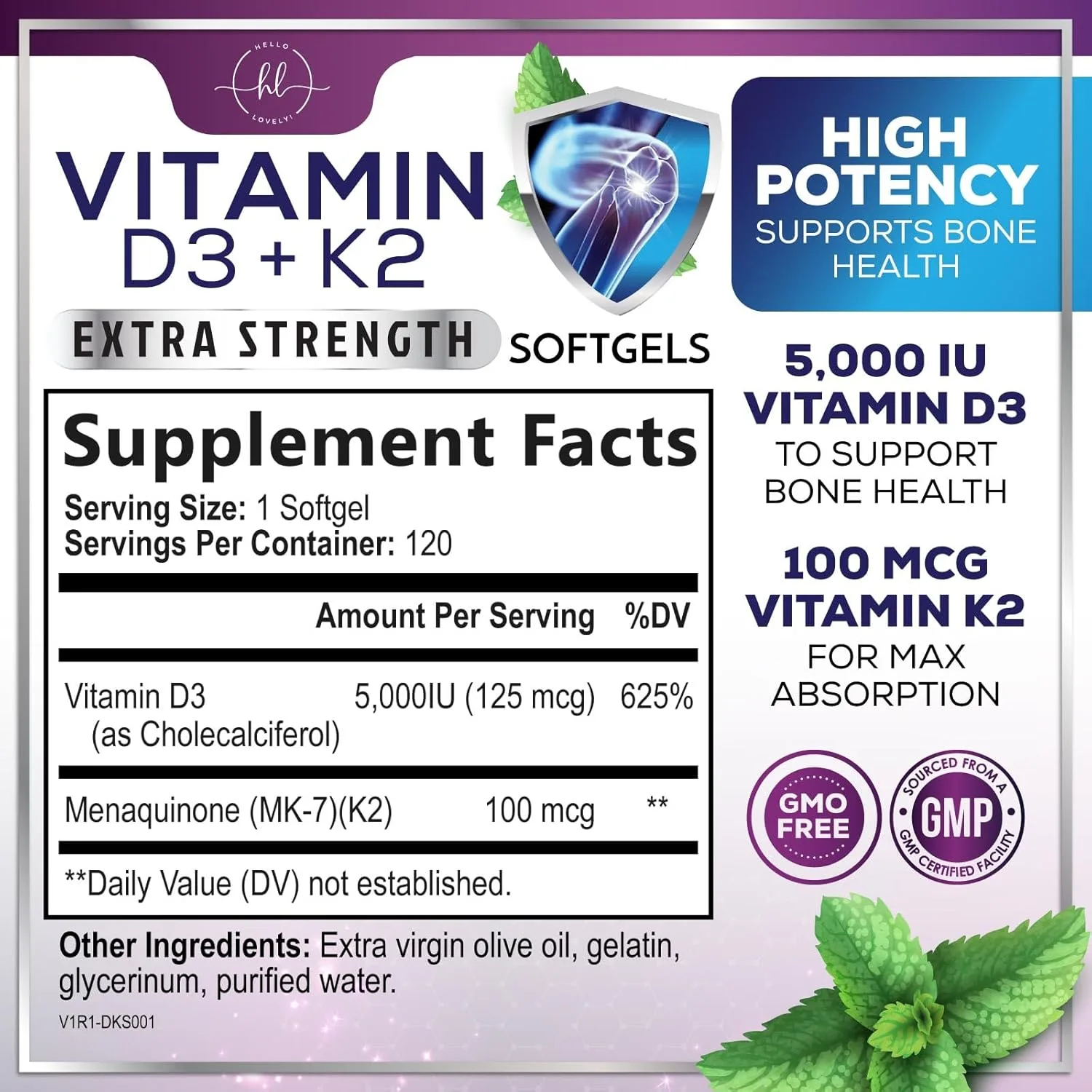 Vitamina D3 + K2 5000 UI | Alta potencia + absorción | 120 cápsulas blandas (inmunidad, fertilidad, articulaciones) - Imagen 3