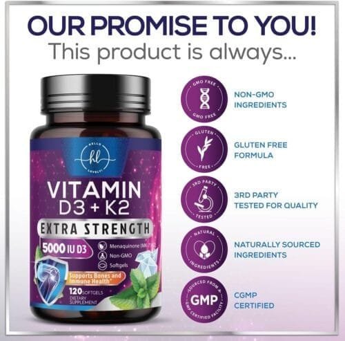 Vitamina D3 + K2 5000 UI | Alta potencia + absorción | 120 cápsulas blandas (inmunidad, fertilidad, articulaciones) - Imagen 2