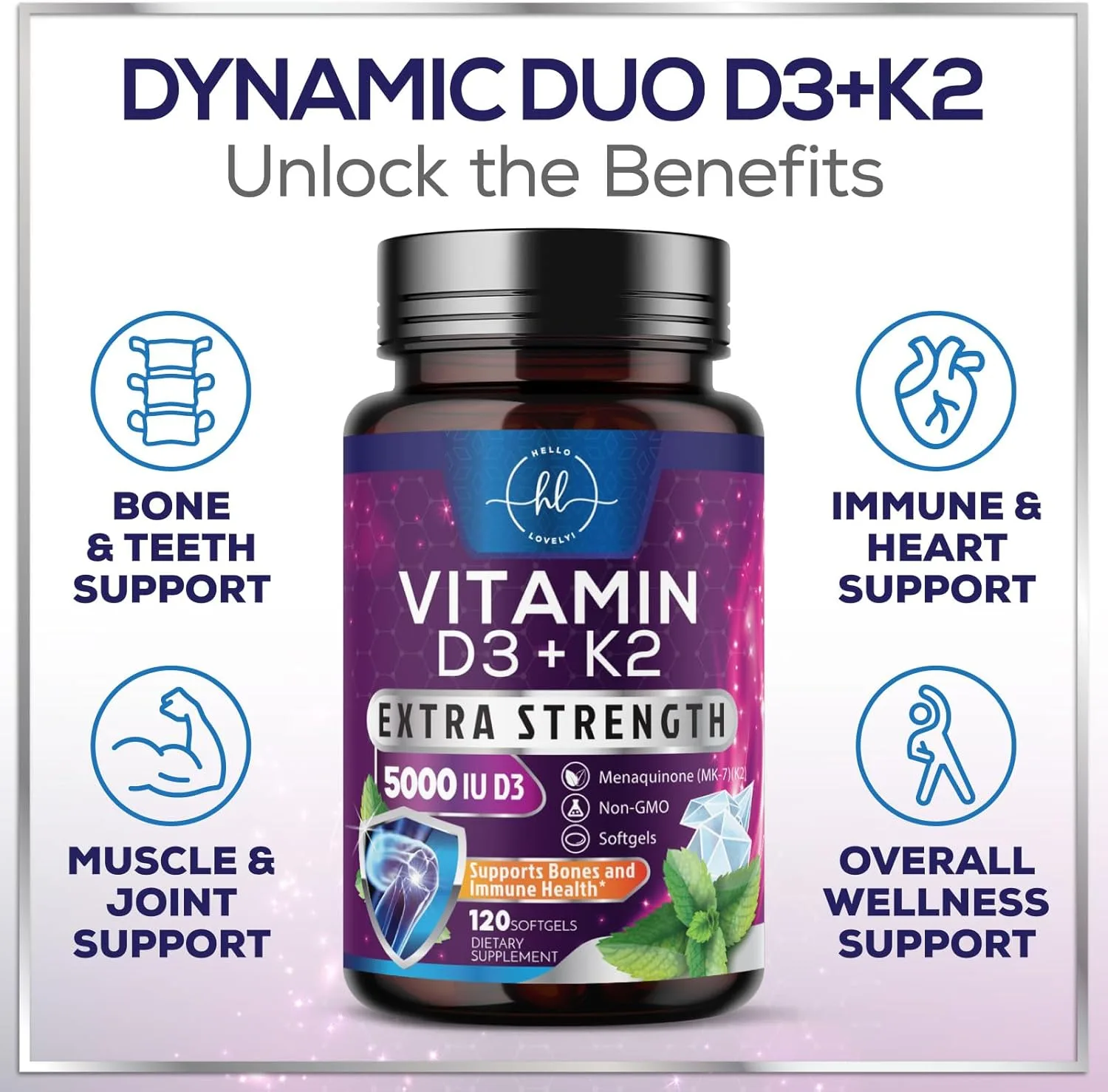 Vitamina D3 + K2 5000 UI | Alta potencia + absorción | 120 cápsulas blandas (inmunidad, fertilidad, articulaciones) - Imagen 5