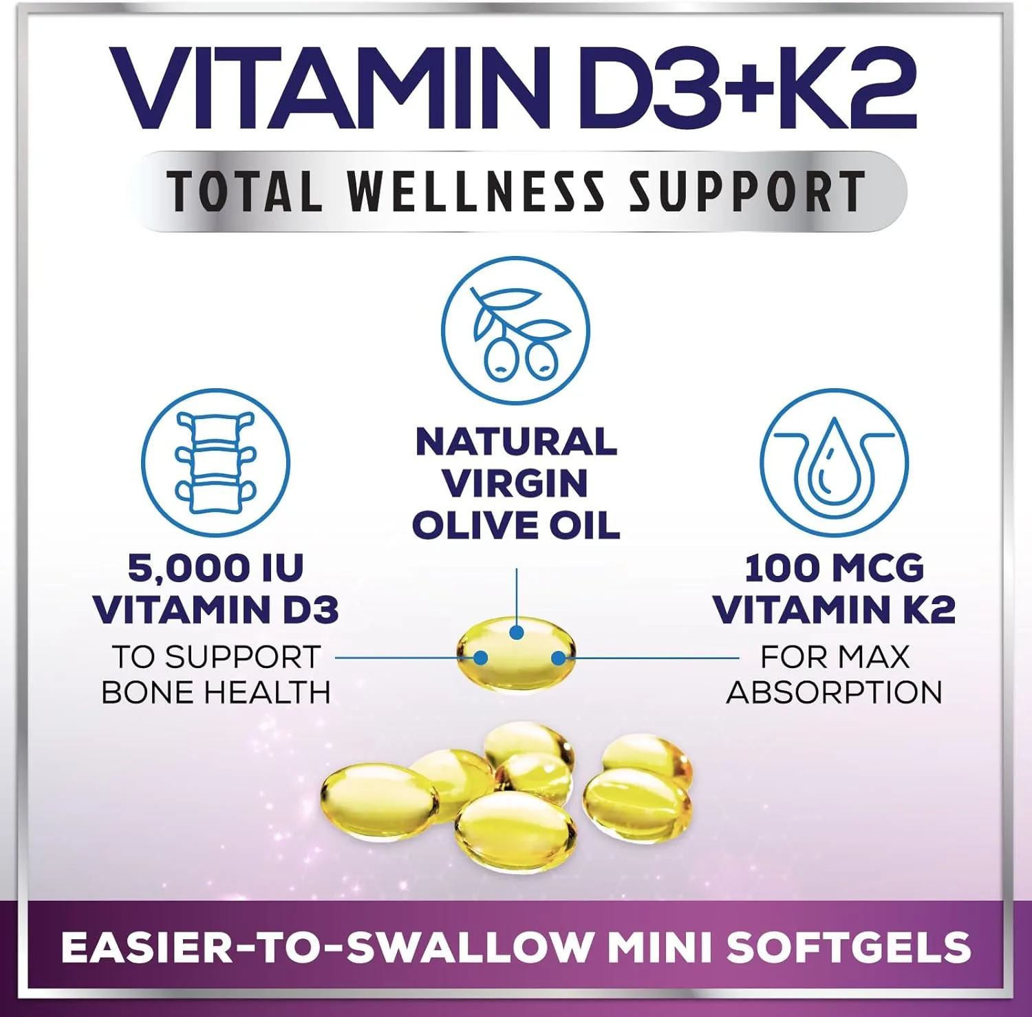 Vitamina D3 + K2 5000 UI | Alta potencia + absorción | 120 cápsulas blandas (inmunidad, fertilidad, articulaciones) - Imagen 4