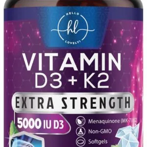 Vitamina D3 + K2 5000 UI | Alta potencia + absorción | 120 cápsulas blandas (inmunidad, fertilidad, articulaciones)