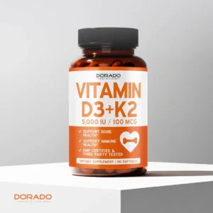 Vitamina D3 + K2 5000 UI | Alta potencia + absorción | 180 cápsulas blandas (inmunidad, fertilidad, articulaciones)