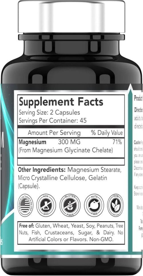 Magnesio Glicinato Quelado 300 mg – Alta absorción | 90 cápsulas |Sin gluten, sin lácteos, sin soya - Imagen 3