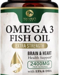Omega 3 Extra Strength – 2400 mg Aceite de Pescado con EPA y DHA | 120 cápsulas blandas | Sabor limón natural – Nature’s Choice