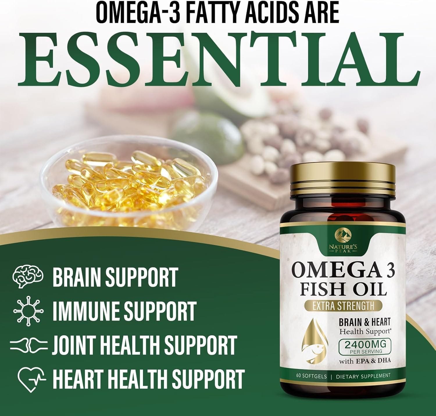 Omega 3 Extra Strength – 2400 mg Aceite de Pescado con EPA y DHA | 120 cápsulas blandas | Sabor limón natural – Nature’s Choice - Imagen 7