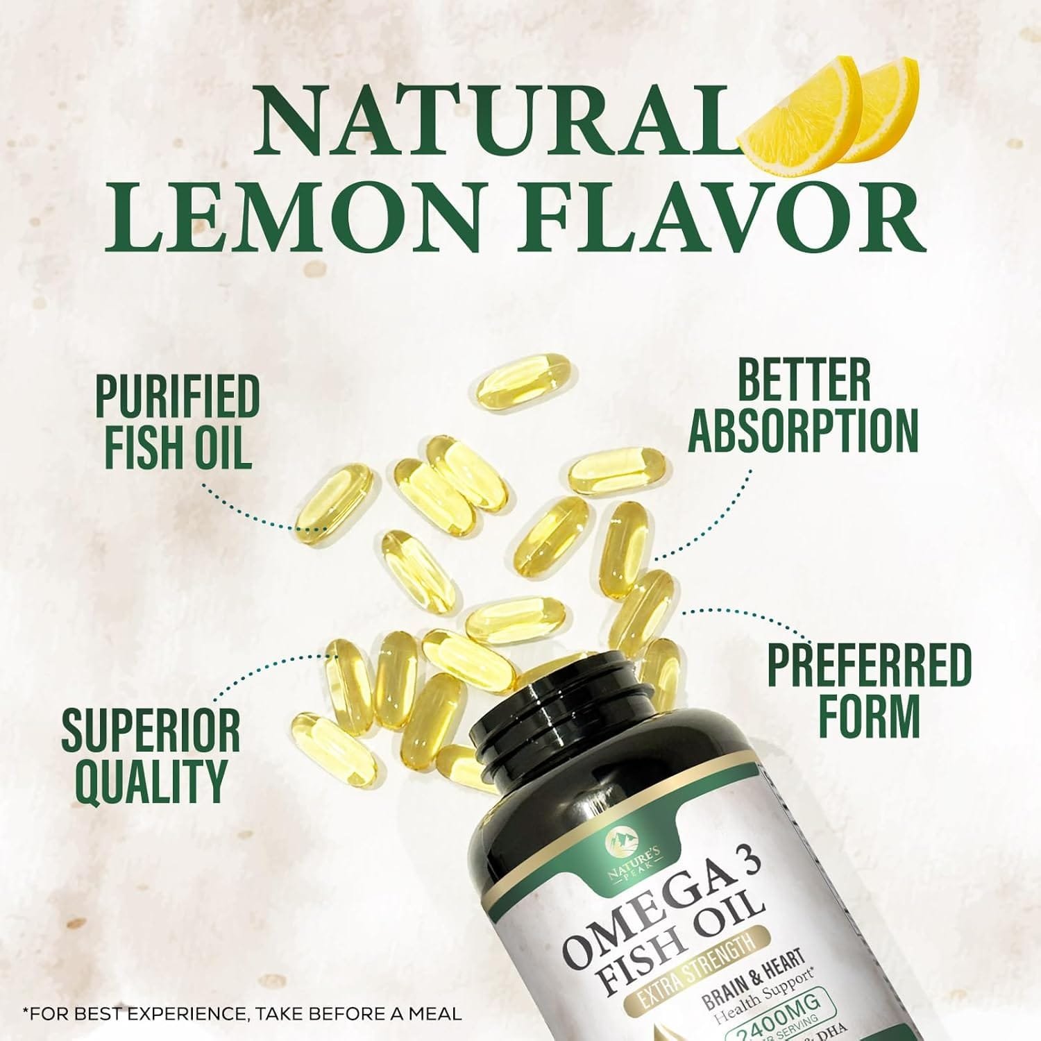 Omega 3 Extra Strength – 2400 mg Aceite de Pescado con EPA y DHA | 120 cápsulas blandas | Sabor limón natural – Nature’s Choice - Imagen 4