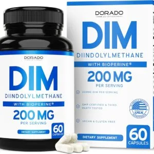 DIM 200 mg + Bioperine – 60 cápsulas (balance hormonal, acné, SOP, menopausia, apoyo estrogénico)