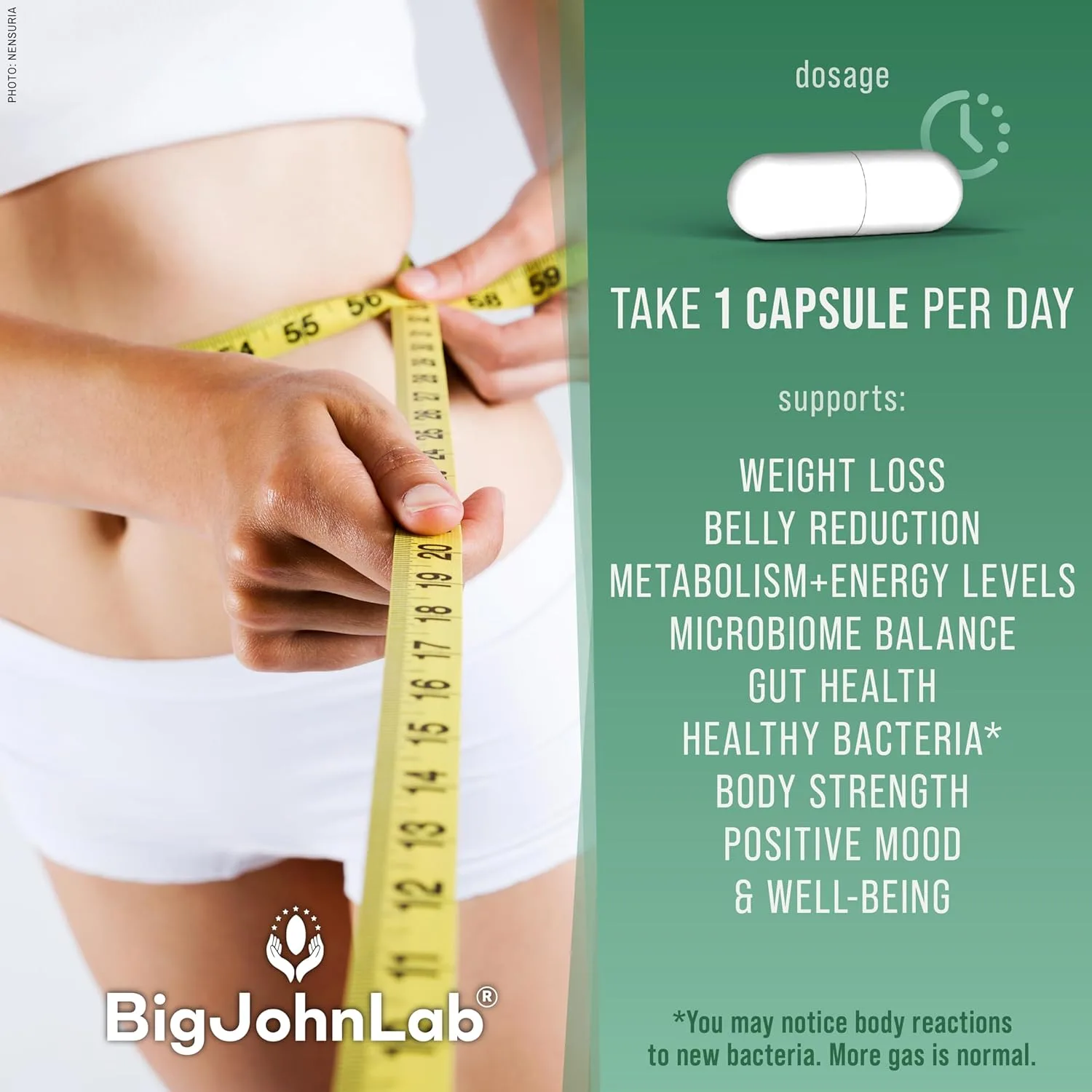 Probiótico Adelgazante con Prebióticos – 15 mil millones UFC, 6 cepas, control de peso y metabolismo | BigJohnLab – 30 cápsulas vegetarianas - Imagen 3