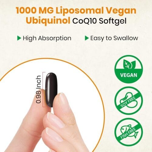 Ubiquinol Liposomal Vegano 1000 mg | CoQ10 Activa | 60 cápsulas vegetarianas | Alta absorción - Imagen 6