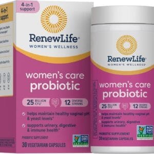 Renew Life Women’s Care Probiotic | 25 Billones CFU • 12 Cepas | Salud vaginal, urinaria, digestiva e inmunológica | 30 cápsulas