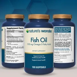 Omega-3 Nature’s Wonder 1100 mg | EPA 700 mg + DHA 400 mg | Salud hormonal, cardiovascular y cerebral | 120 softgels