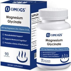 Magnesio Bisglicinato 450 mg + Vitamina D, B6 y Zinc | Sueño, relajación muscular, ánimo y función neuromuscular | 90 cápsulas veganas