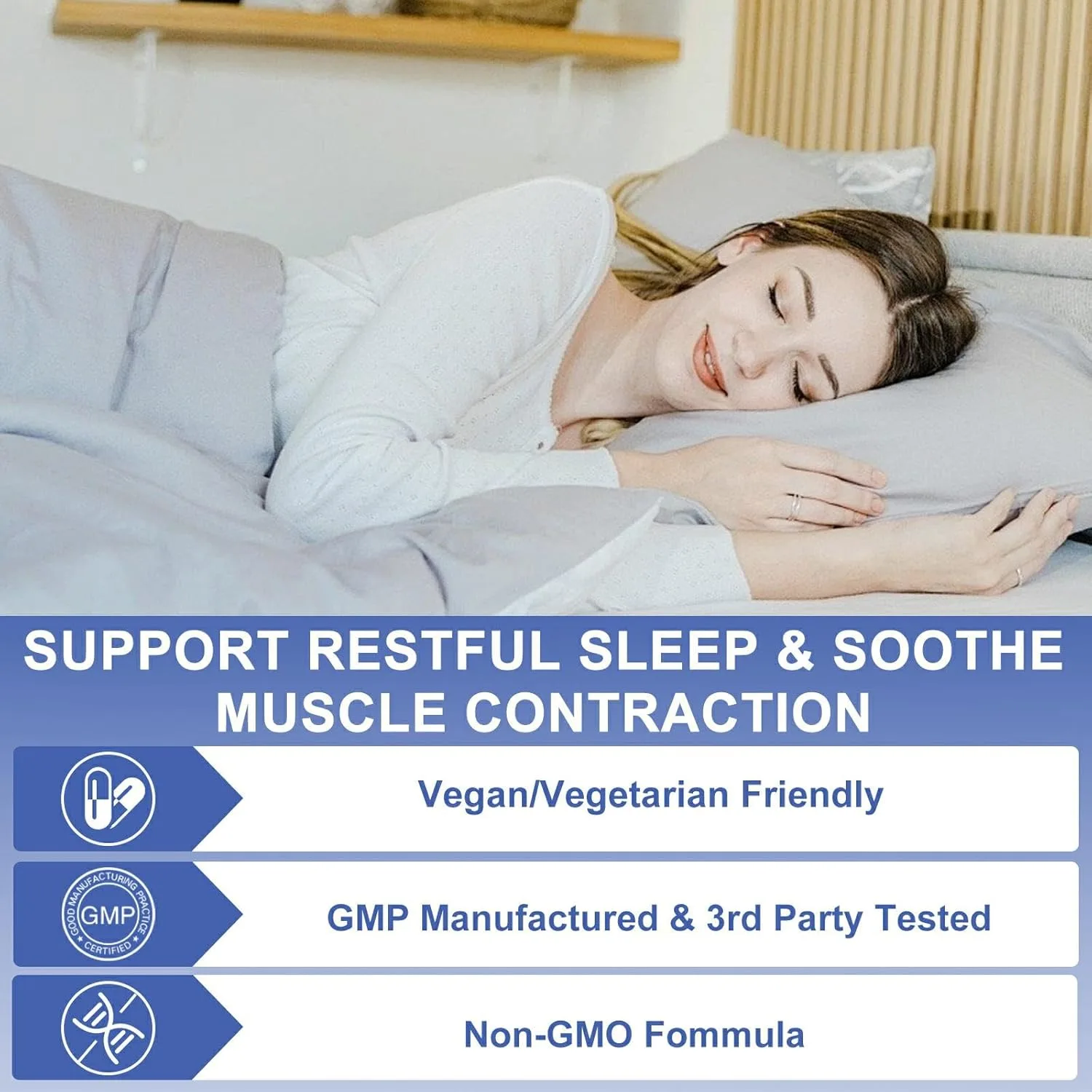 Magnesio Bisglicinato 450 mg + Vitamina D, B6 y Zinc | Sueño, relajación muscular, ánimo y función neuromuscular | 90 cápsulas veganas - Imagen 5