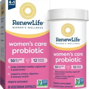Renew Life Women’s Care Probiotic | 50 Billones CFU • 12 Cepas | Salud vaginal, urinaria, digestiva e inmunológica | 30 cápsulas