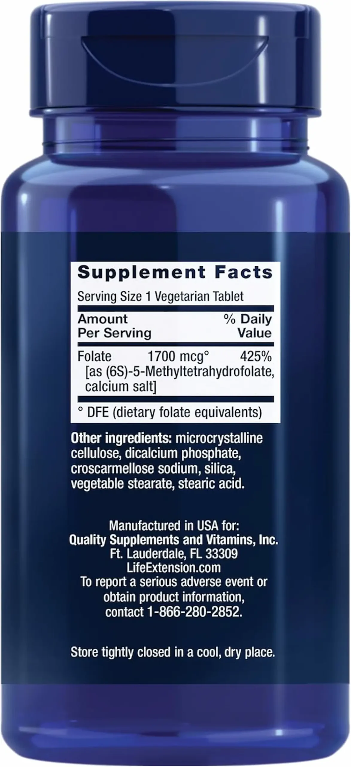 METILFOLATO (5-MTHF) 1700 MCG DFE – FOLATO ACTIVO – 100 TABLETAS VEGETARIANAS - Imagen 2