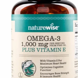 OMEGA 3 + VITAMINA E NATUREWISE (600 MG EPA + 400 MG DHA) – ALTA CONCENTRACIÓN, 180 CÁPSULAS